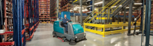 How to clean a warehouse with the Tennant M17 sweeper scrubber